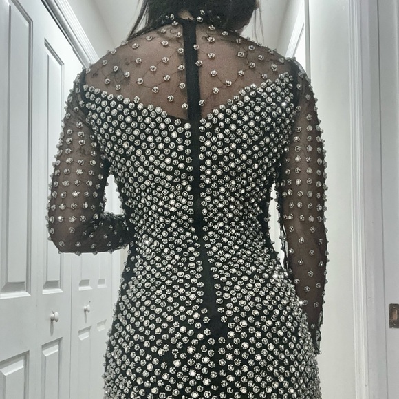 FMG/WBFF/Gala Dress Sharp Fabrics Black with Rhinestones Evening Pageant Gown - Picture 3 of 6